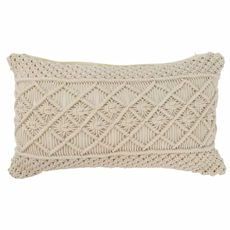 Чехол на подушку с макраме бежевого цвета Macrame Бежевый в Барнауле | Loft Concept 