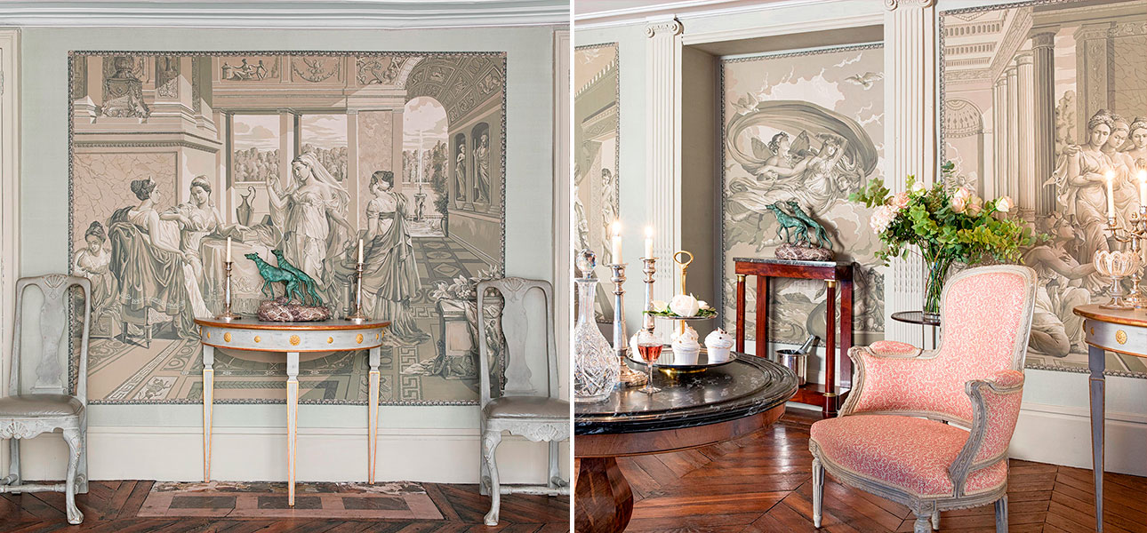 Обои ручная роспись Cupid & Psyche Terre Fonc?e on scenic paper - фото