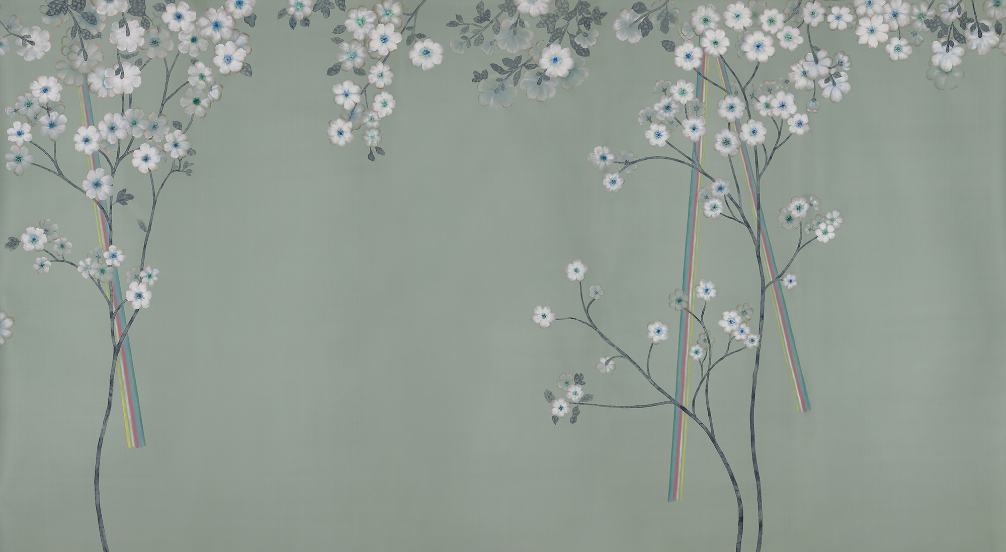 Обои ручная роспись Anemones in Light Daybreak on Blue Grey dyed silk Обои ручная роспись Anemones in Light Daybreak on Blue Grey dyed silk - постер Loft-Concept в Барнауле