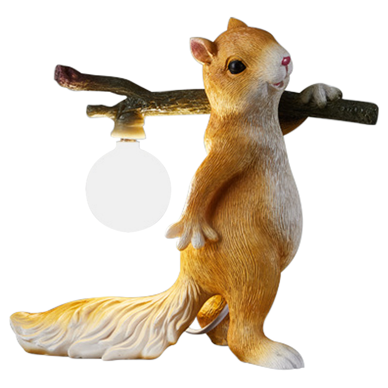 Настольная лампа для детской Белка с веткой Squirrel Table Lamp Коричневый Карамель в Барнауле | Loft Concept 