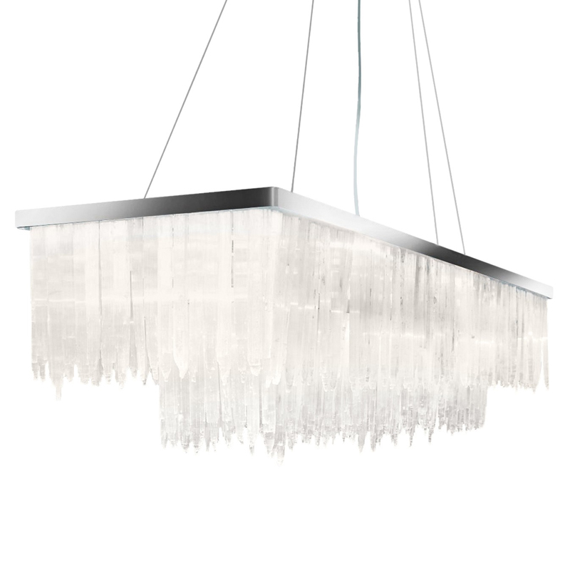 Люстра LAMP SELENITE RECT chromium 130 Прозрачный белый Хром Люстра LAMP SELENITE RECT chromium 130 Прозрачный белый Хром в Барнауле | Loft Concept