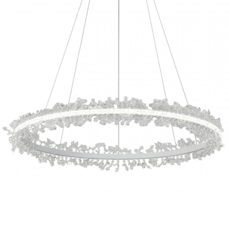Crystal round chandelier Светильник Белое Кольцо из Хрусталя Прозрачный Латунь Crystal round chandelier Светильник Белое Кольцо из Хрусталя Прозрачный Латунь в Барнауле | Loft Concept