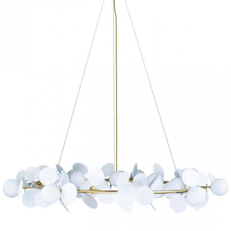 Люстра MATISSE Chandelier White диаметр 130 Белый Золотой Люстра MATISSE Chandelier White диаметр 130 Белый Золотой в Барнауле | Loft Concept