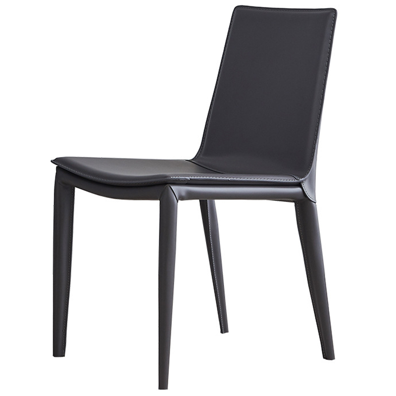 Стул с кожаной обивкой Elbert Chair Grey Серый Серый Стул с кожаной обивкой Elbert Chair Grey Серый Серый в Барнауле | Loft Concept