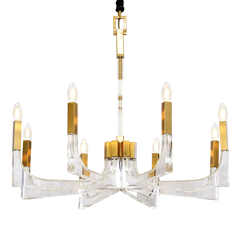 Люстра акриловая Acrylic Chandelier Золотой Прозрачный Люстра акриловая Acrylic Chandelier Золотой Прозрачный в Барнауле | Loft Concept
