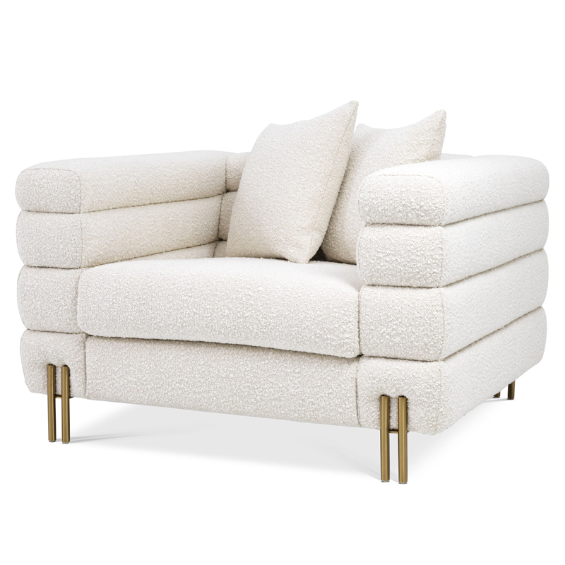 Кресло Eichholtz Chair York Boucle cream Кремовый Латунь Кресло Eichholtz Chair York Boucle cream Кремовый Латунь в Барнауле | Loft Concept
