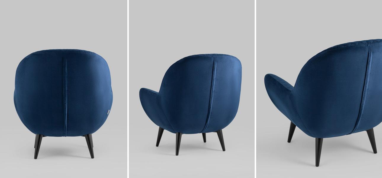 Кресло Olwen синий велюр - фото №1