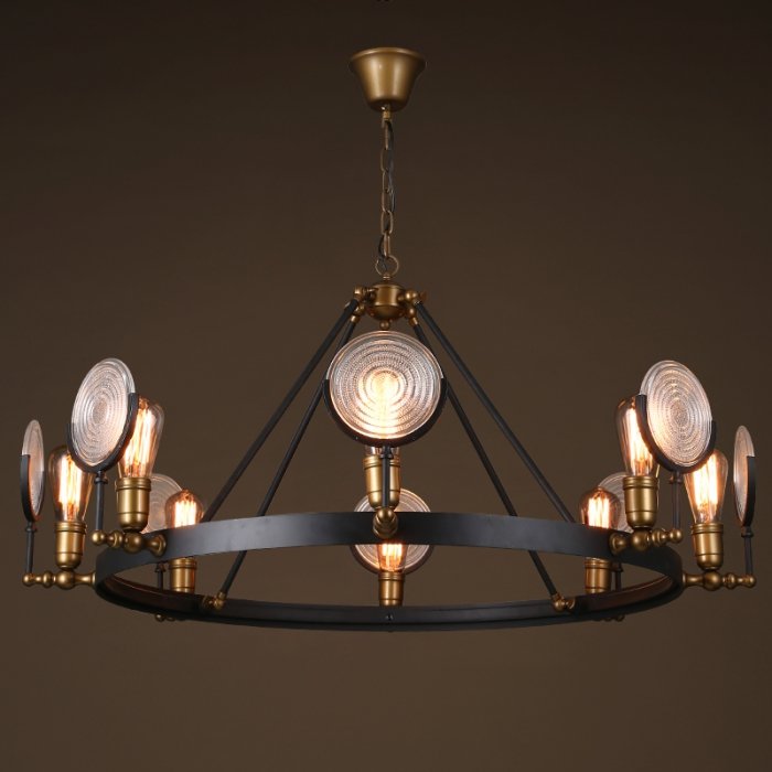 Люстра GASLIGHT LENS Chandelier 8 Черный Люстра GASLIGHT LENS Chandelier 8 Черный в Барнауле | Loft Concept