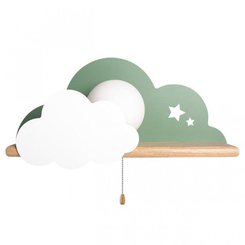 Бра с полкой зелёное Облако Wall Lamp Green Cloud Зеленый Древесина Бра с полкой зелёное Облако Wall Lamp Green Cloud Зеленый Древесина в Барнауле | Loft Concept