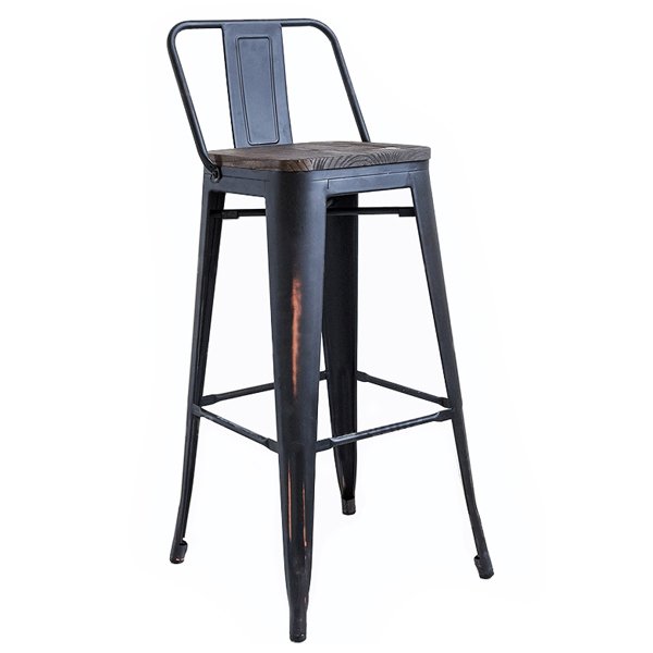 Барный стул Tolix Bar Stool Wood Черный матовый Барный стул Tolix Bar Stool Wood Черный матовый в Барнауле | Loft Concept