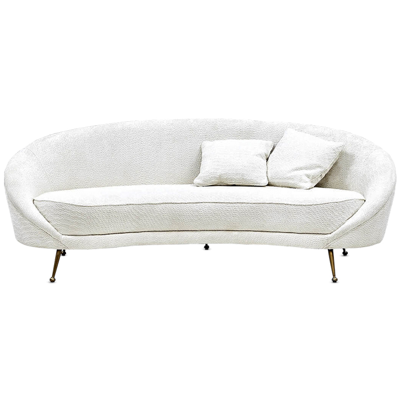 Диван с обивкой из ткани букле Manuel Sofa Белый Белый Латунь Диван с обивкой из ткани букле Manuel Sofa Белый Белый Латунь в Барнауле | Loft Concept