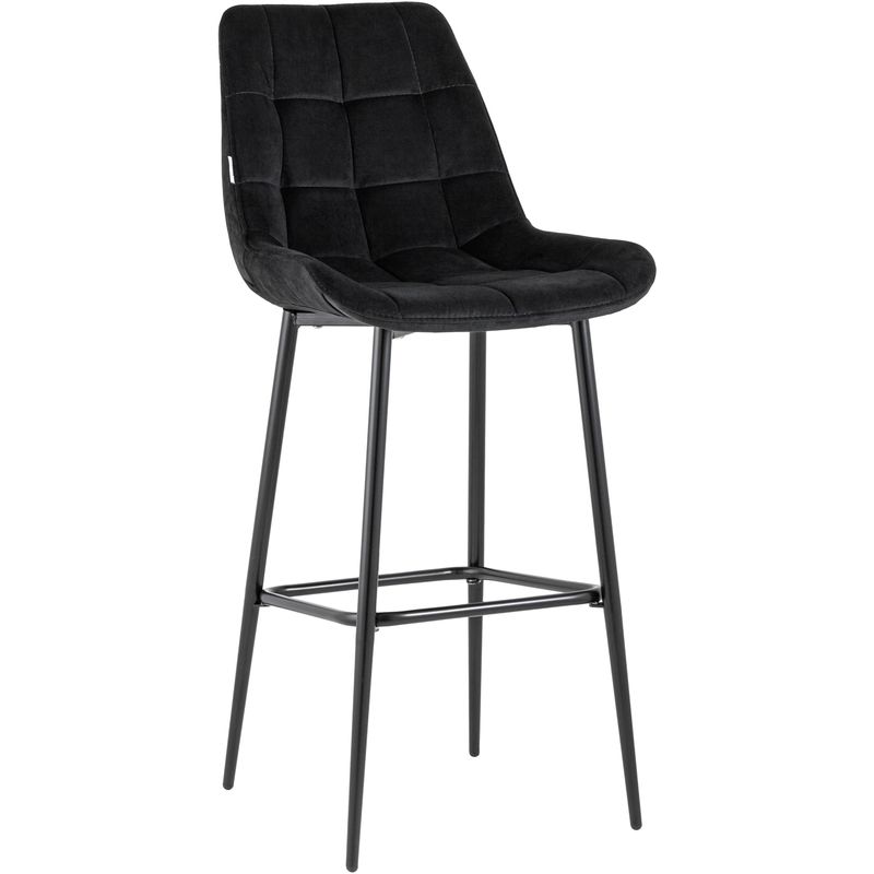 Стул Полубарный NANCY Chair посадка 75 см Черный Велюр Черный в Барнауле | Loft Concept 
