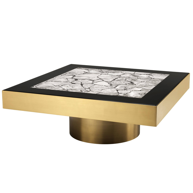 Кофейный стол Eichholtz Coffee Table Tatler Матовая латунь Черный Серый в Барнауле | Loft Concept 