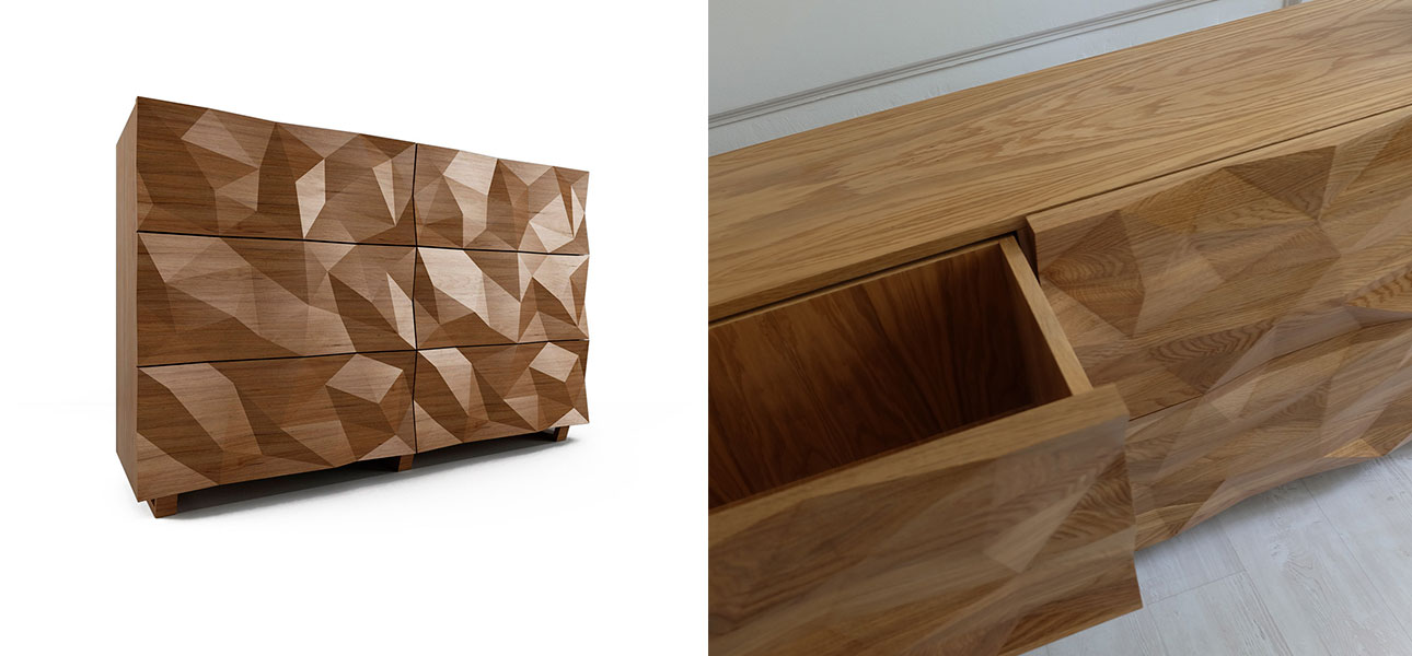 Комод с большими угловыми фигурами, 3 уровня Geometric Greece - фото