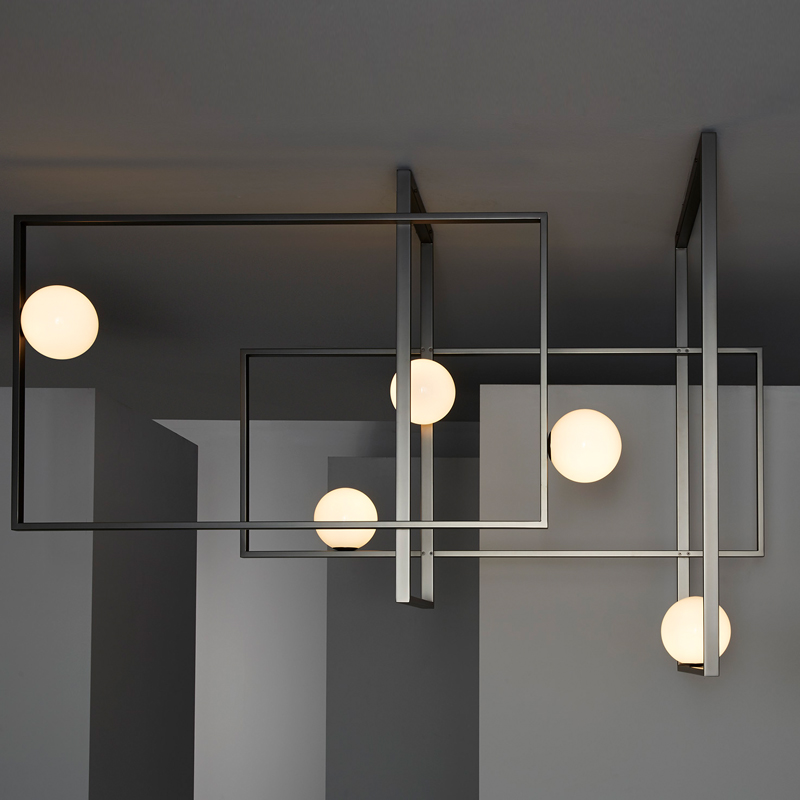 Люстра Mondrian Glass Venicem Ceiling Lamp graphite Белое матовое стекло Графит сатин Люстра Mondrian Glass Venicem Ceiling Lamp graphite Белое матовое стекло Графит сатин в Барнауле | Loft Concept