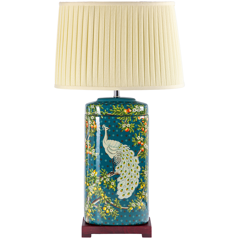 Настольная лампа White Peacock Lampshade Изумрудный Бежевый Мульти Настольная лампа White Peacock Lampshade Изумрудный Бежевый Мульти в Барнауле | Loft Concept