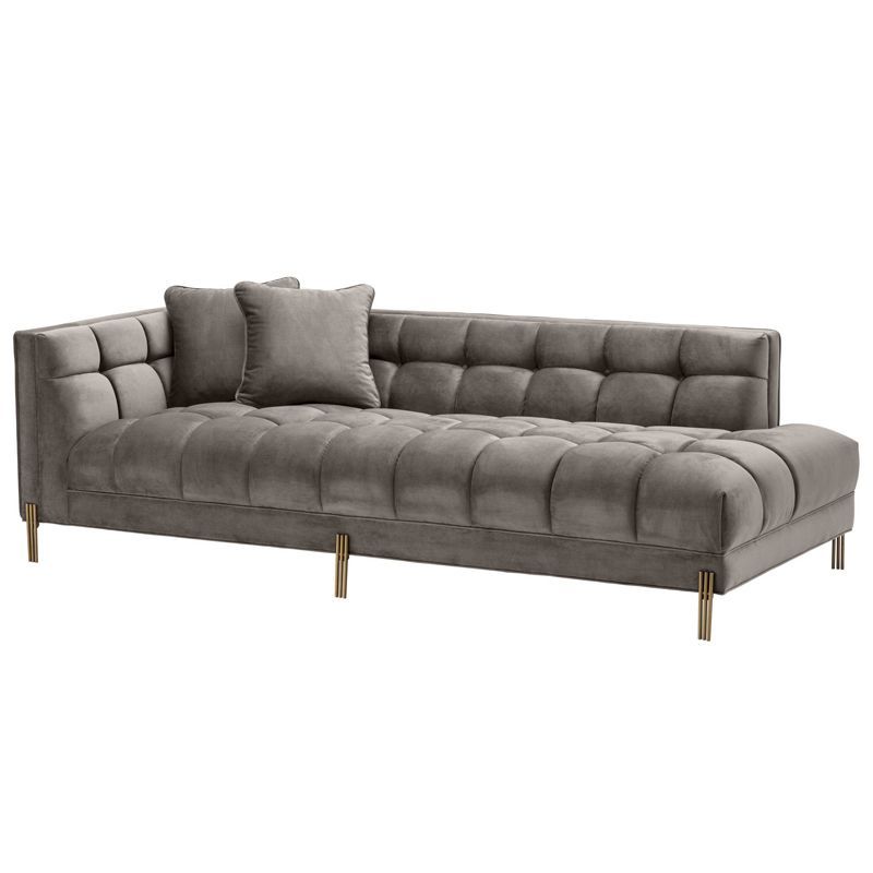 Кушетка Eichholtz Lounge Sofa Sienna Left Серый Матовая латунь в Барнауле | Loft Concept 