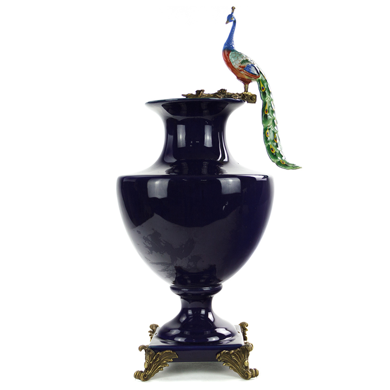 Ваза Selenia Blue Vase Peacock Темно-синий Бронза Ваза Selenia Blue Vase Peacock Темно-синий Бронза в Барнауле | Loft Concept
