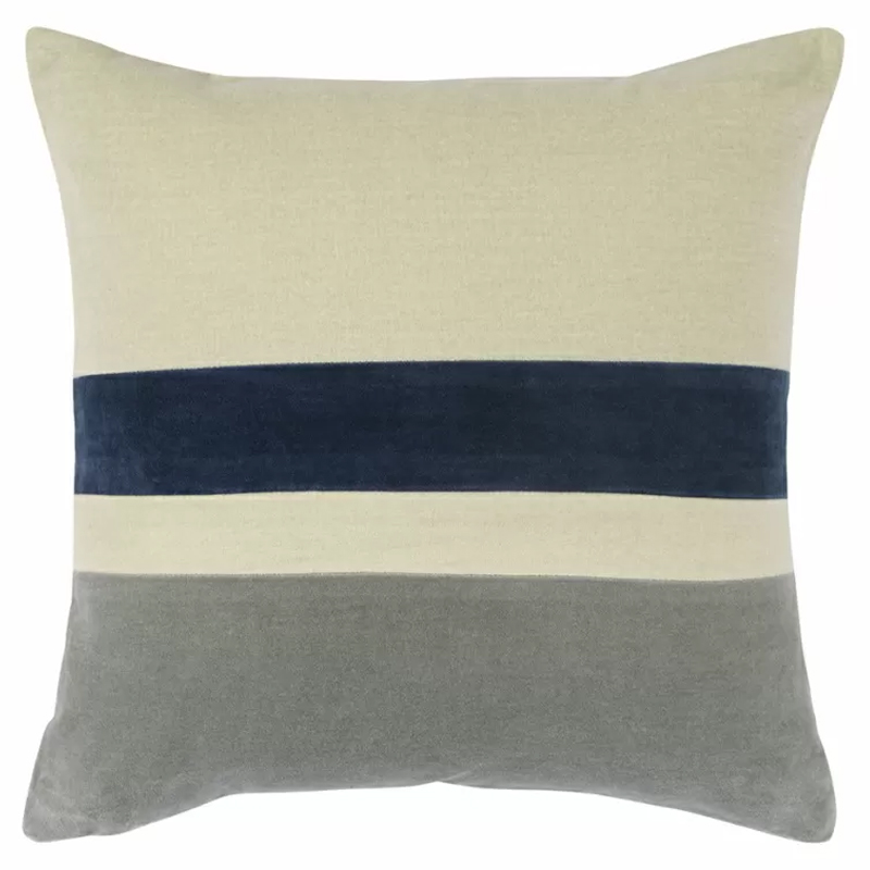 Чехол на подушку с геометрическим рисунком Elan Stripe Pillow Бежевый Темно-синий Серый Чехол на подушку с геометрическим рисунком Elan Stripe Pillow Бежевый Темно-синий Серый в Барнауле | Loft Concept