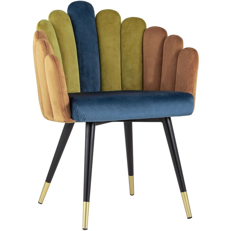 Стул Camellia Chair Синий и Карамельный Велюр Синий Карамель Черный Оливковый в Барнауле | Loft Concept 