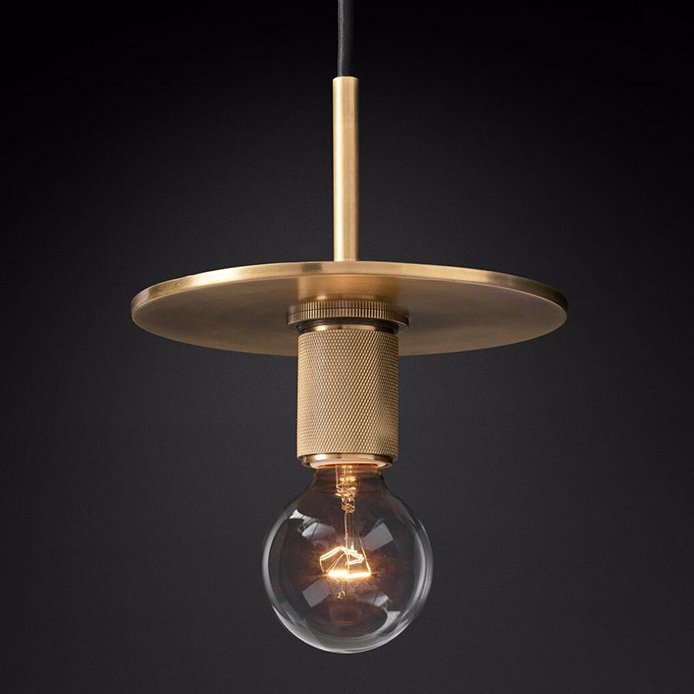 Подвесной светильник RH Utilitaire Disk Shade Pendant Brass Латунь Прозрачное Стекло Подвесной светильник RH Utilitaire Disk Shade Pendant Brass Латунь Прозрачное Стекло в Барнауле | Loft Concept