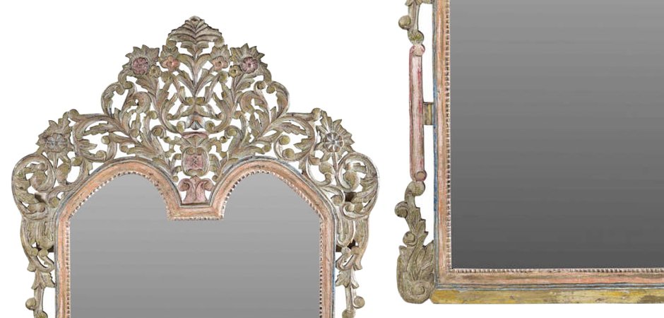 Зеркало из массива тика с растительным орнаментом Зеркало из массива тика с растительным орнаментом - Loft-Concept в Барнауле