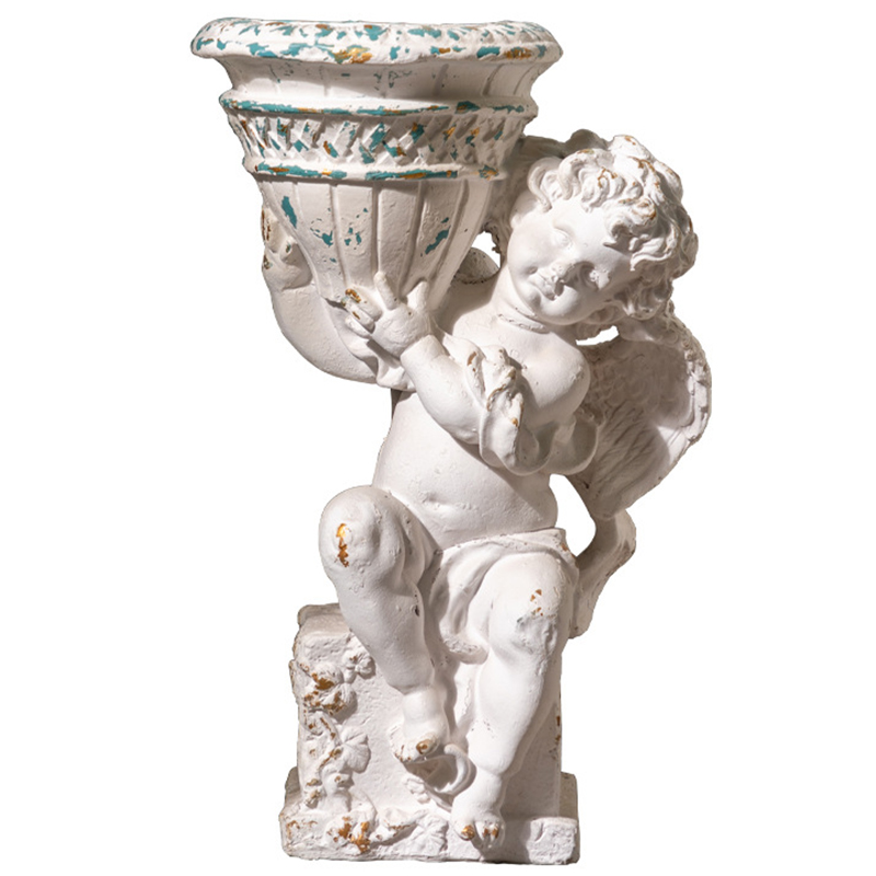 Кашпо Angel with Flowerpot Provence Белый Бирюзовый Золотой Кашпо Angel with Flowerpot Provence Белый Бирюзовый Золотой в Барнауле | Loft Concept