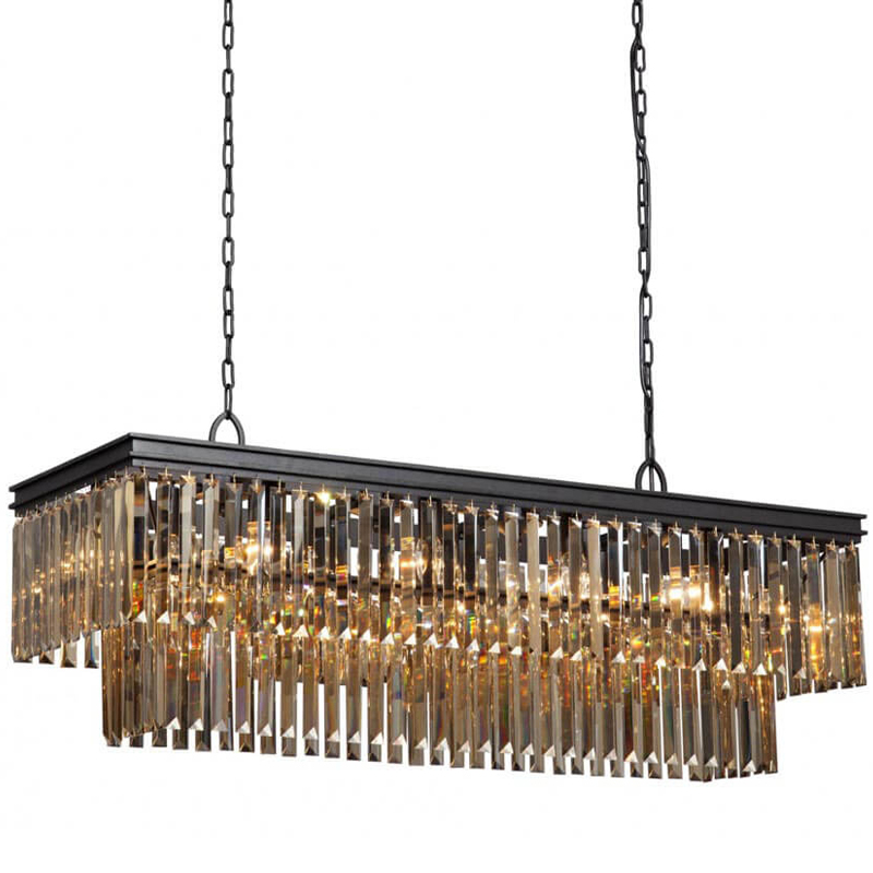 Люстра Odeon Amber Glass Rectangular Chandelier Black iron Янтарное стекло длина 120 Черный матовый Люстра Odeon Amber Glass Rectangular Chandelier Black iron Янтарное стекло длина 120 Черный матовый в Барнауле | Loft Concept
