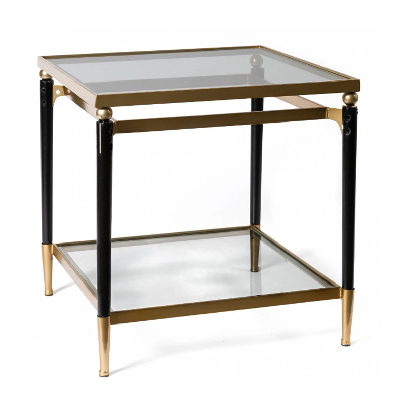 Приставной столик Black & Gold Table two-tier Черный матовое золото Приставной столик Black & Gold Table two-tier Черный матовое золото в Барнауле | Loft Concept