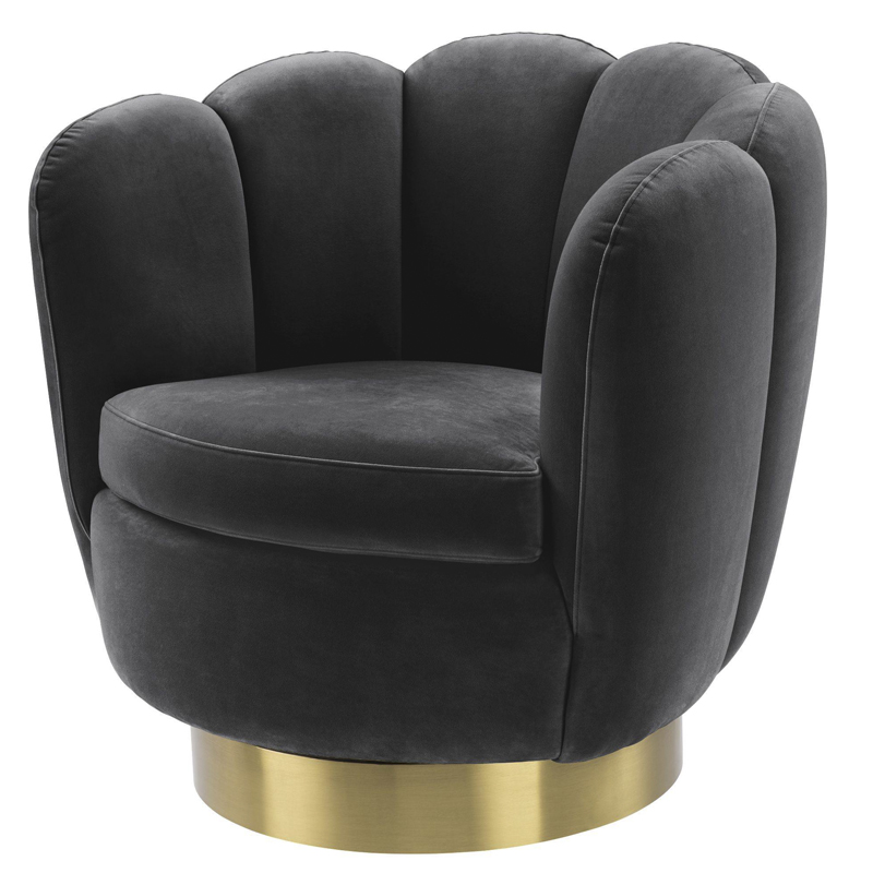 Кресло Eichholtz Swivel Chair Mirage dark grey Серый Матовая латунь в Барнауле | Loft Concept 