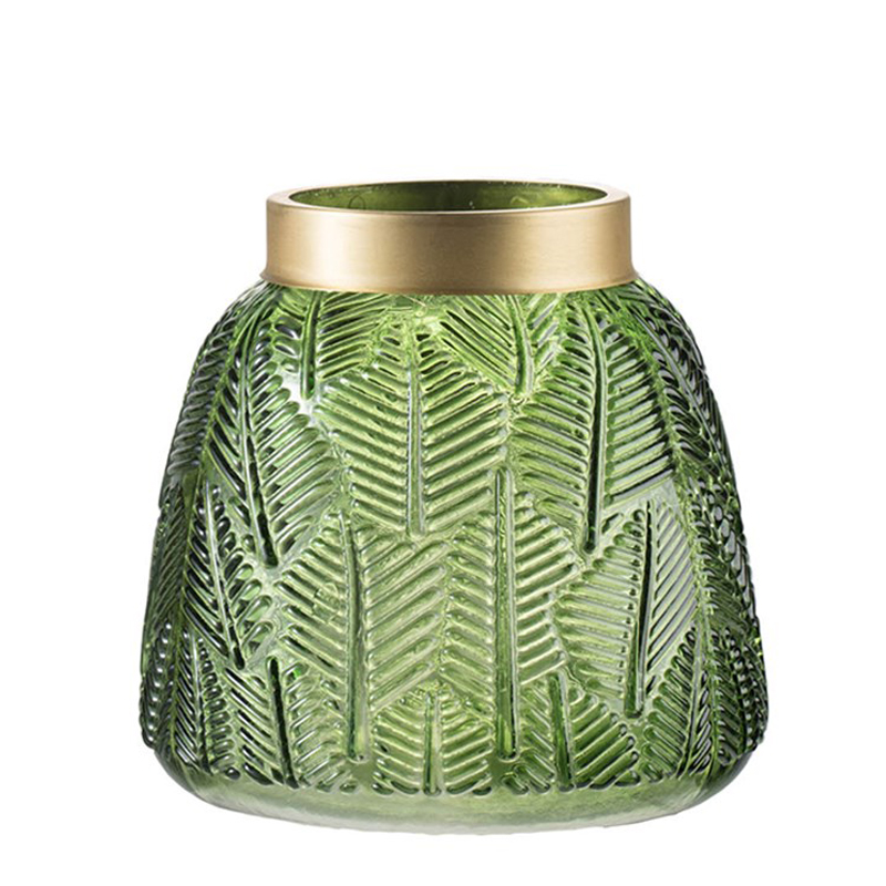 Ваза Green Vase Golden Throat Золотой Прозрачный зеленый Ваза Green Vase Golden Throat Золотой Прозрачный зеленый в Барнауле | Loft Concept