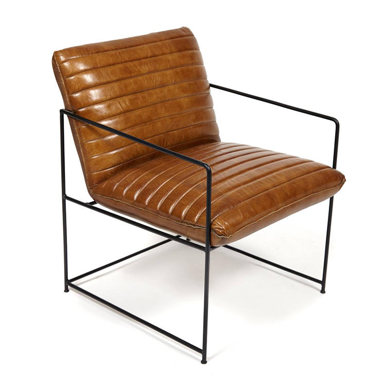 Кресло Industrial Frame buffalo leather armchair Черный Коричневый Кресло Industrial Frame buffalo leather armchair Черный Коричневый в Барнауле | Loft Concept