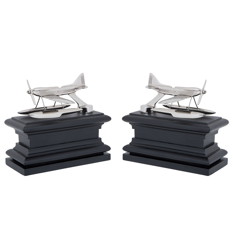 Держатель для книг Eichholtz Bookend Hydroplane set of 2 Nickel Никель Черный в Барнауле | Loft Concept 