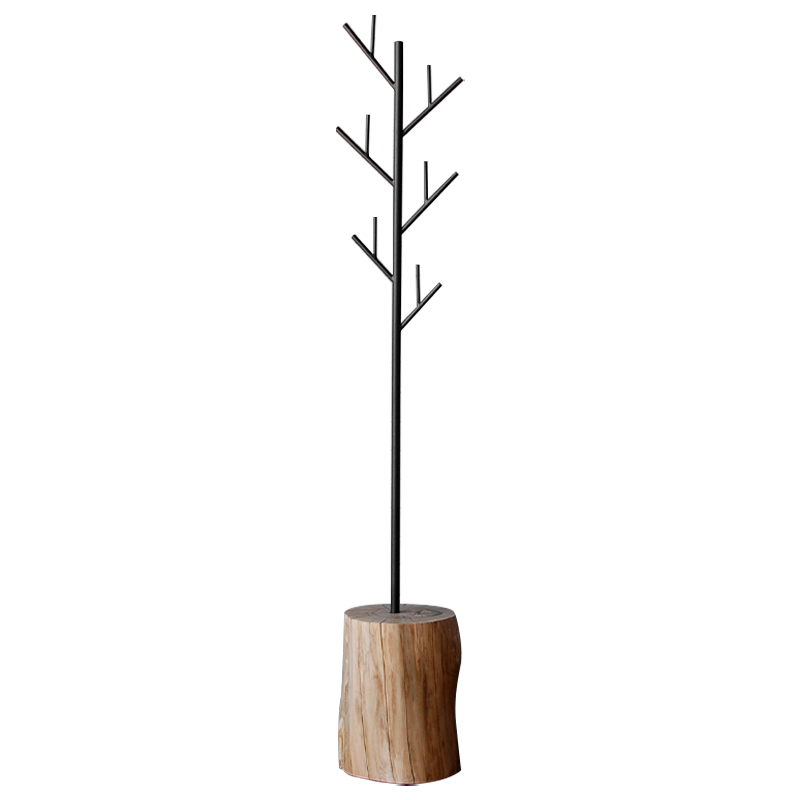 Вешалка Metal Branches and Stump Floor Hanger Black Черный Светлый дуб Вешалка Metal Branches and Stump Floor Hanger Black Черный Светлый дуб в Барнауле | Loft Concept