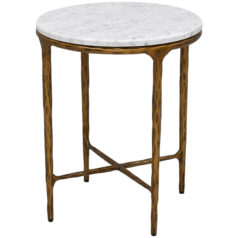 Приставной стол круглый с мраморной столешницей Randy Marble Round Coffee Table Белый Мрамор Bianco Золотой Приставной стол круглый с мраморной столешницей Randy Marble Round Coffee Table Белый Мрамор Bianco Золотой в Барнауле | Loft Concept
