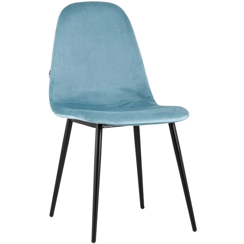 Стул Archie Chair Черные ножки Голубой Велюр Голубой пастельный Черный в Барнауле | Loft Concept 