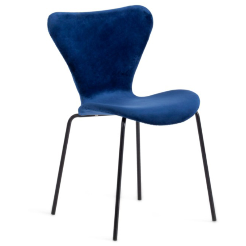 Стул Julissa Blue Chair флок Синий Черный Стул Julissa Blue Chair флок Синий Черный в Барнауле | Loft Concept