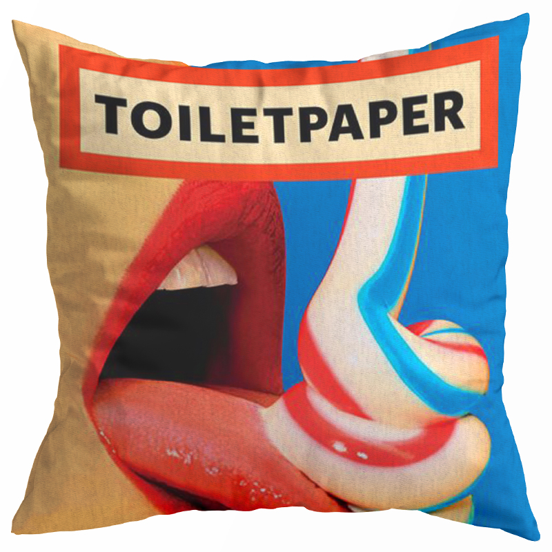 Декоративная подушка Seletti Toothpaste Toiletpaper Мульти Синий Красный в Барнауле | Loft Concept 