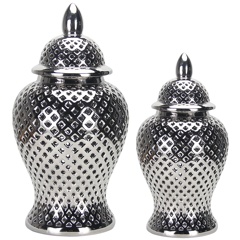 Ваза с крышкой Ceramic Silver Vase Серебряный Ваза с крышкой Ceramic Silver Vase Серебряный в Барнауле | Loft Concept
