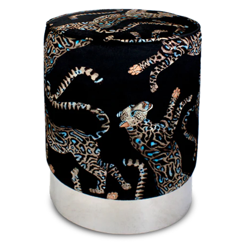 Пуф Леопарды Cheetah Kings Starry Nights Velvet Pouffe Черный Серебряный Пуф Леопарды Cheetah Kings Starry Nights Velvet Pouffe Черный Серебряный в Барнауле | Loft Concept