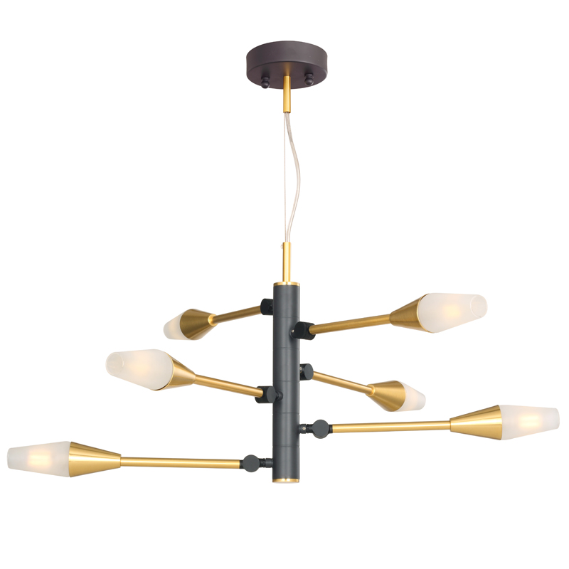 Люстра Paulette Chandelier Латунь Серый Белое матовое стекло Люстра Paulette Chandelier Латунь Серый Белое матовое стекло в Барнауле | Loft Concept