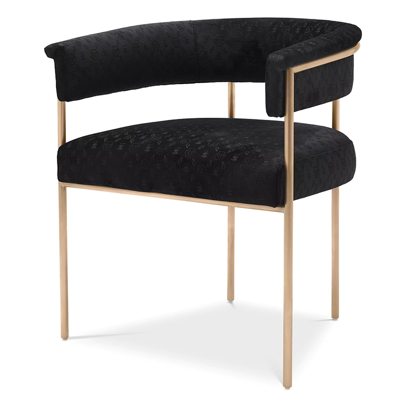 Стул Philipp Plein Dining Chair Monogram Чёрный Черный Золотой Стул Philipp Plein Dining Chair Monogram Чёрный Черный Золотой в Барнауле | Loft Concept