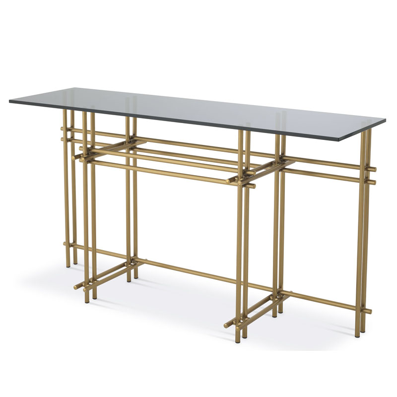 Консоль Eichholtz CONSOLE TABLE QUINN Латунь Стекло Смок в Барнауле | Loft Concept 