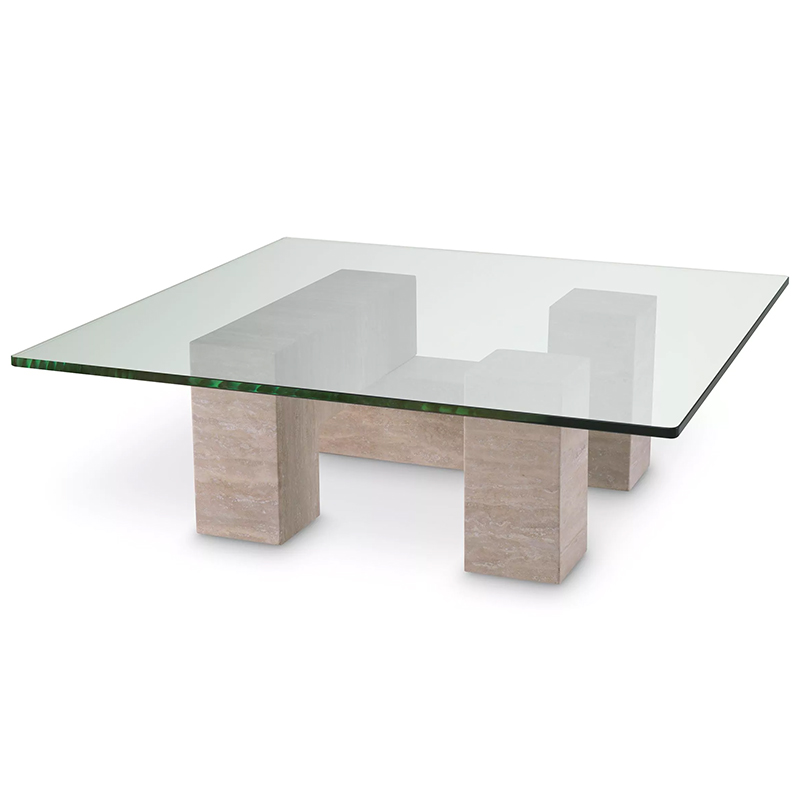 Кофейный стол Eichholtz Coffee Table Ikal Прозрачное Стекло Песочный в Барнауле | Loft Concept 
