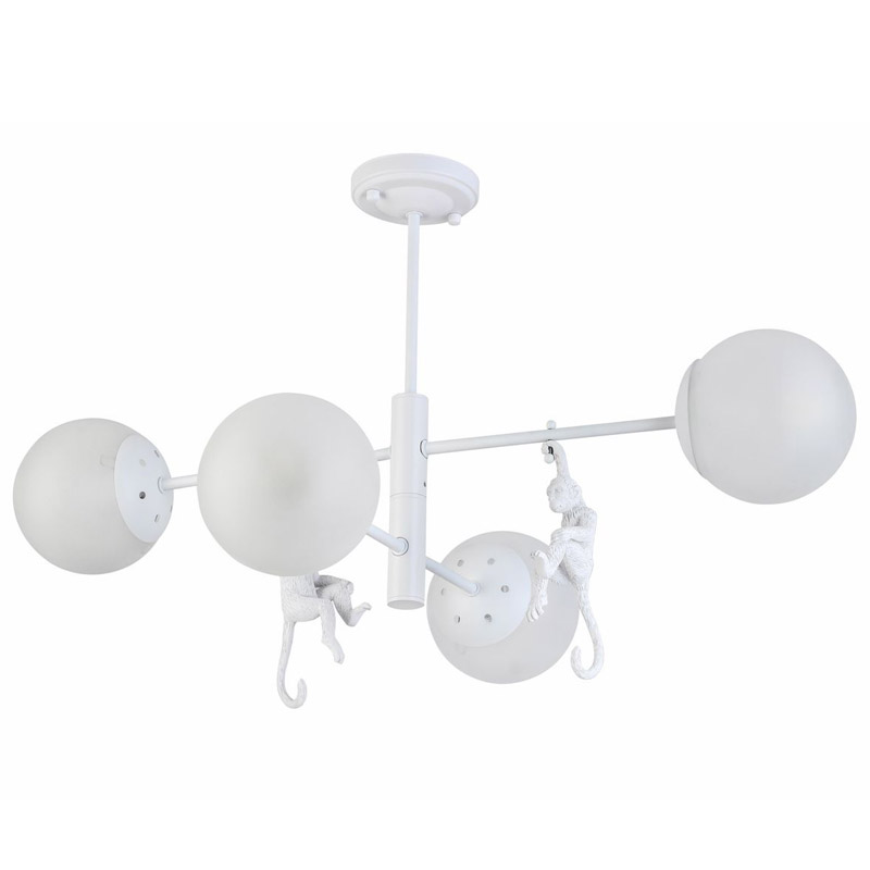 Потолочная люстра Hanging Monkey 4 lamp Белый Потолочная люстра Hanging Monkey 4 lamp Белый в Барнауле | Loft Concept