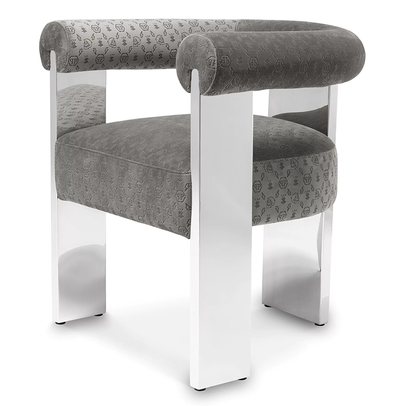 Стул Philipp Plein Dining Chair Icon Grey Серый Хром Стул Philipp Plein Dining Chair Icon Grey Серый Хром в Барнауле | Loft Concept