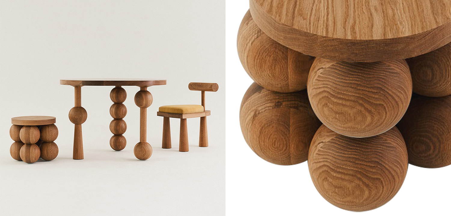 Приставной стол деревянный Wooden Spheres Unique Shaped Side Table - фото