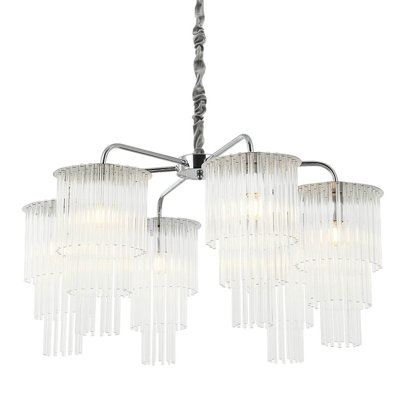 Люстра Harrison Chandelier chrome 6 lamp Хром Прозрачный Люстра Harrison Chandelier chrome 6 lamp Хром Прозрачный в Барнауле | Loft Concept
