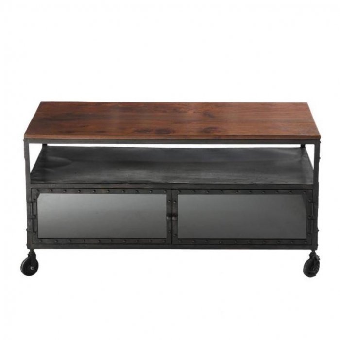 Тумба в стиле Индастриал на колёсах Industrial Bar Oak Chest mini Черный Тумба в стиле Индастриал на колёсах Industrial Bar Oak Chest mini Черный в Барнауле | Loft Concept