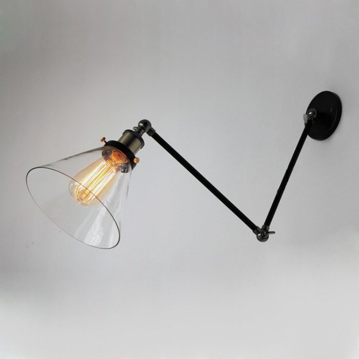 Бра Gloce Cone Shade Loft Industrial Glass Черный Бра Gloce Cone Shade Loft Industrial Glass Черный в Барнауле | Loft Concept